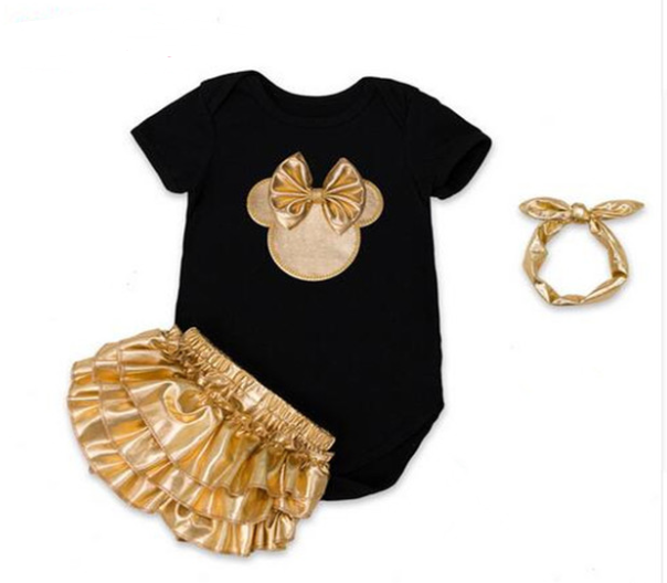 Baby Golden Ruffle Bloomers Shorts Set