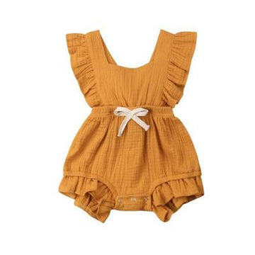 Lotus Leaf Lace Sleeve Bow Baby Dress